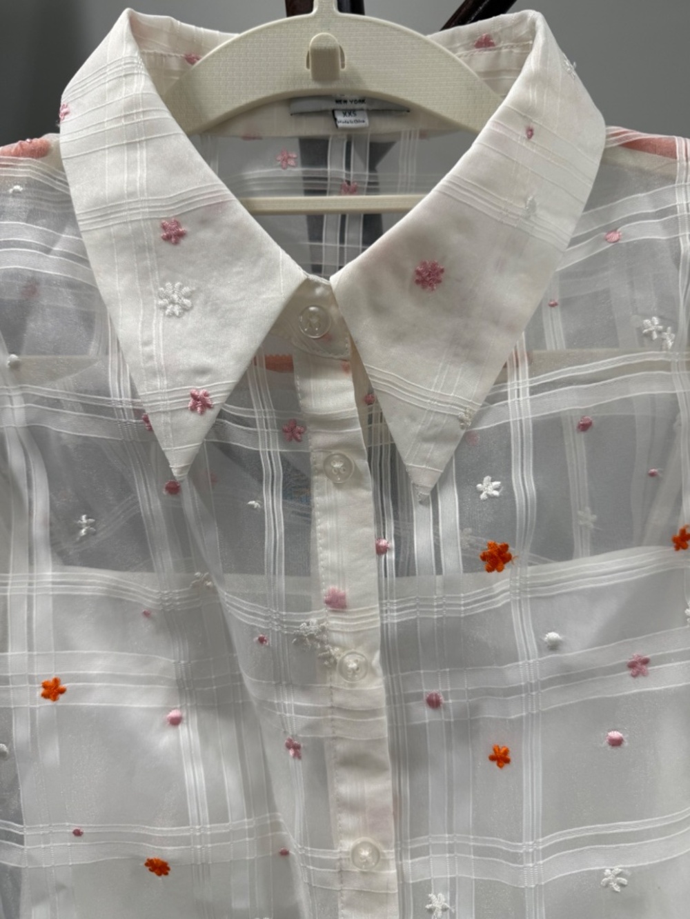 Petite Studio New York embroidered sheer blouse with matching camisole in size X - Picture 10 of 11